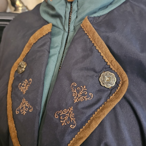 Vintage Obermeyer Geneva Embroidered Suede Trim Belted Ski Jacket 12P - Picture 8 of 14